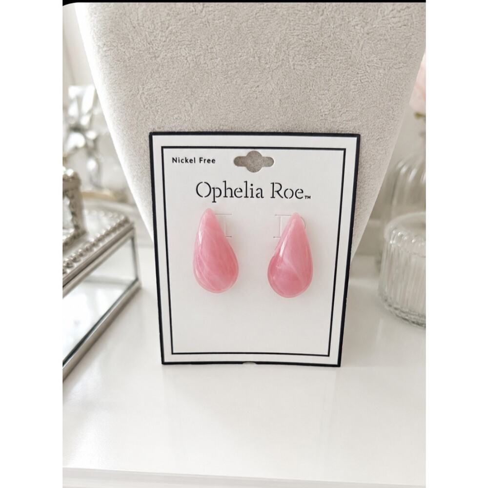 Ophelia Roe Pink Tear Drop Earrings New